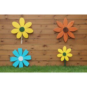 Whimsical Wooden Garden Flowers – Handcrafted Outdoor Decor for a Happy Spring Y